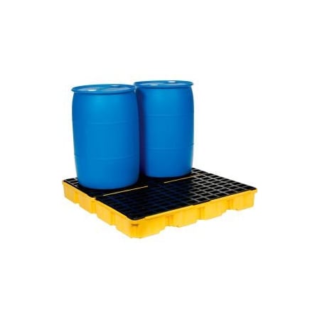 Justrite Eagle 1634 4 Drum Spill Containment Modular Platform - 2 Piece - Yellow with No Drain 1634